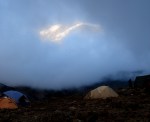 The summit peaking out from behind the&nbsp;mist